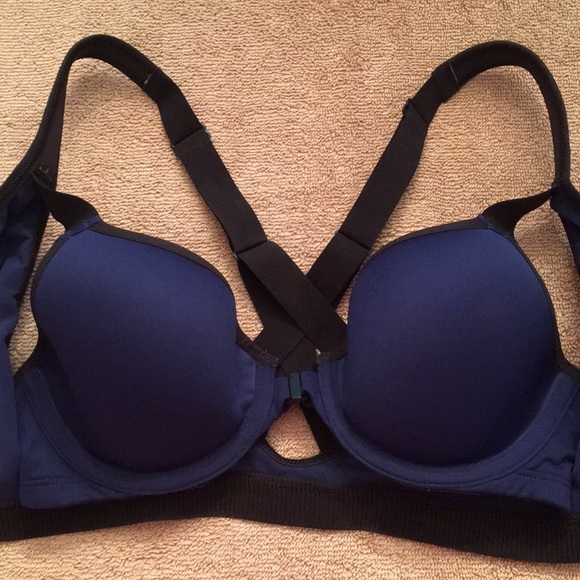VSX Sport Blue/Yellow Knockout Zip Front Sport Bra - Picture 4 of 7